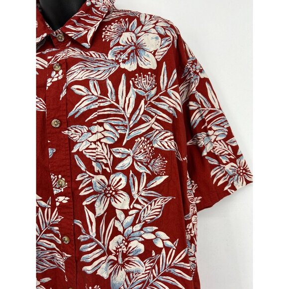 Cooke Street Hawaiian Floral Short Sleeve XL Extra Large Red Floral Aloha EUC - Picture 8 of 8